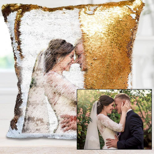 Personalisiertes Pailletten-Kissen mit Foto – Bild 3 | LuxeStyle