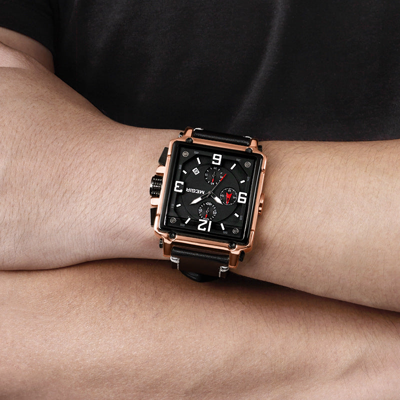 Retro-Quarzuhr mit Lederarmband | LuxeStyle