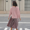 Unifarbener Rundhals-Pullover aus Strick