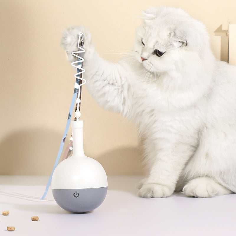 Katzenspielzeug Flasche mit Feder und Leckerli | LuxeStyle