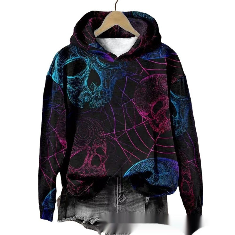 Halloween Kapuzenpullover mit Totenkopf-Print