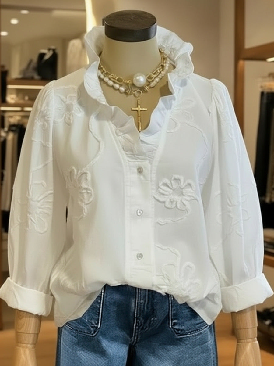 Bluse mit Lochstickerei – Bild 2 | LuxeStyle