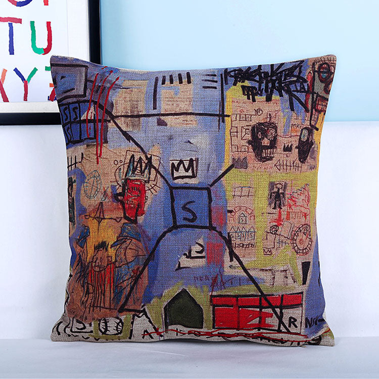 Basquiat Graffiti Kissenbezug aus Baumwollleinen – Bild 8 | LuxeStyle