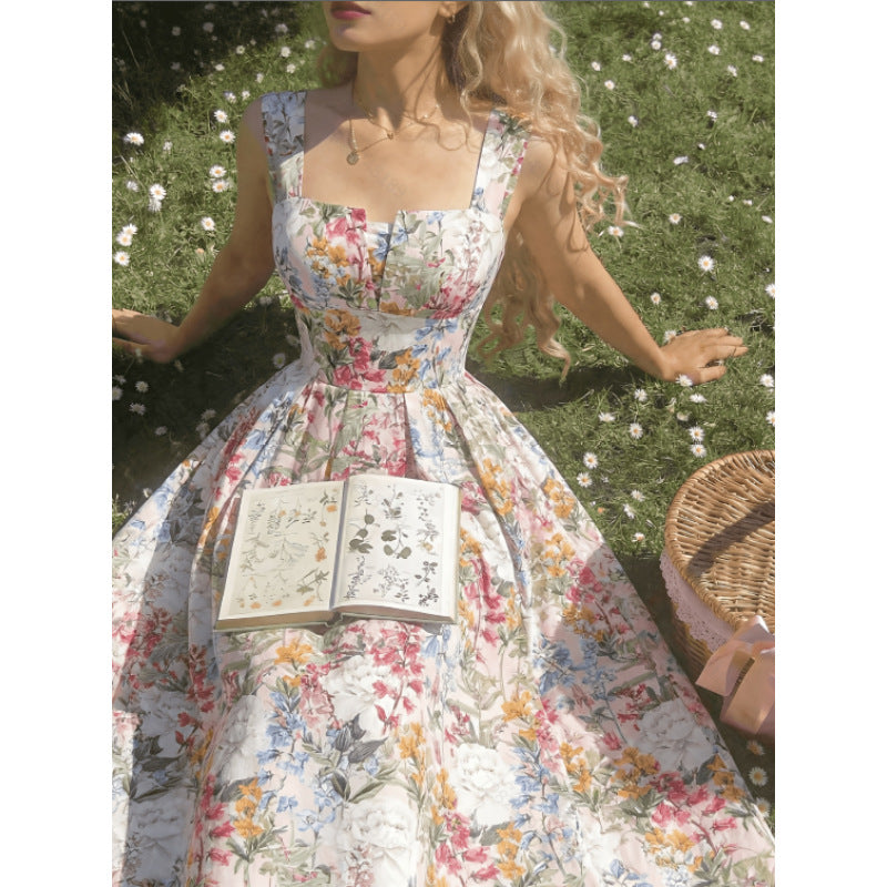 Midikleid mit Zopfmuster und Blumenprint