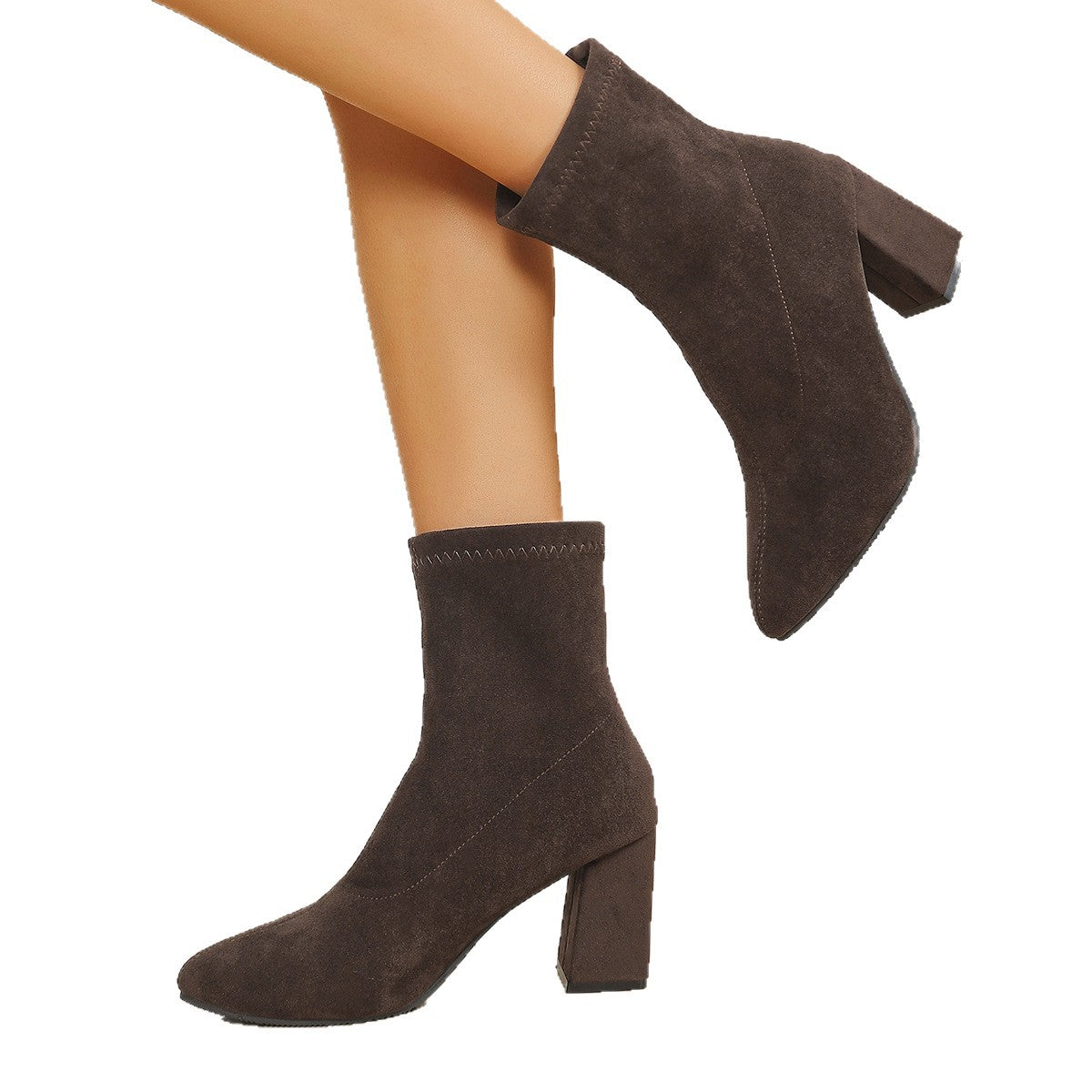 Sock-Style Boots mit Chunky-Heel