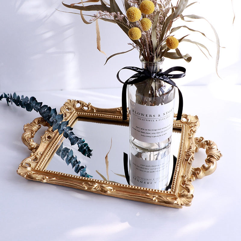 Goldenes Spiegel-Serviertablett mit Aufdruck – Bild 2 | LuxeStyle
