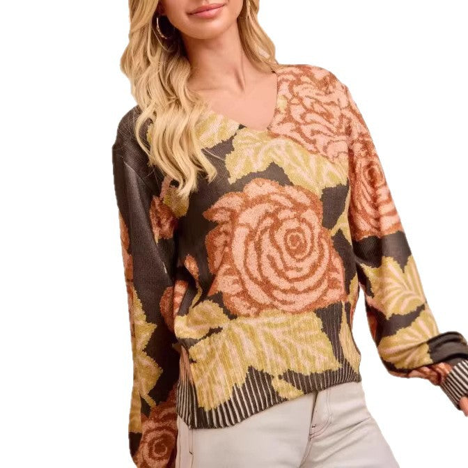 Blumenmuster-Sweater