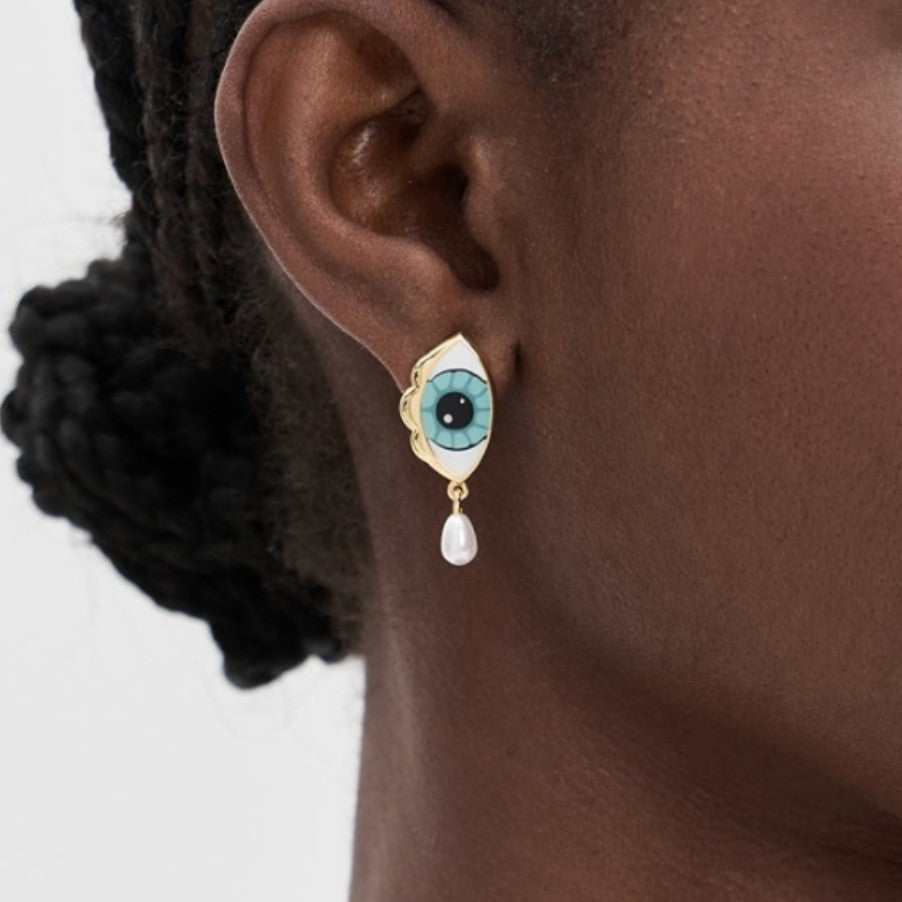 Blue-Eyed Pearl Ohrringe aus Edelstahl