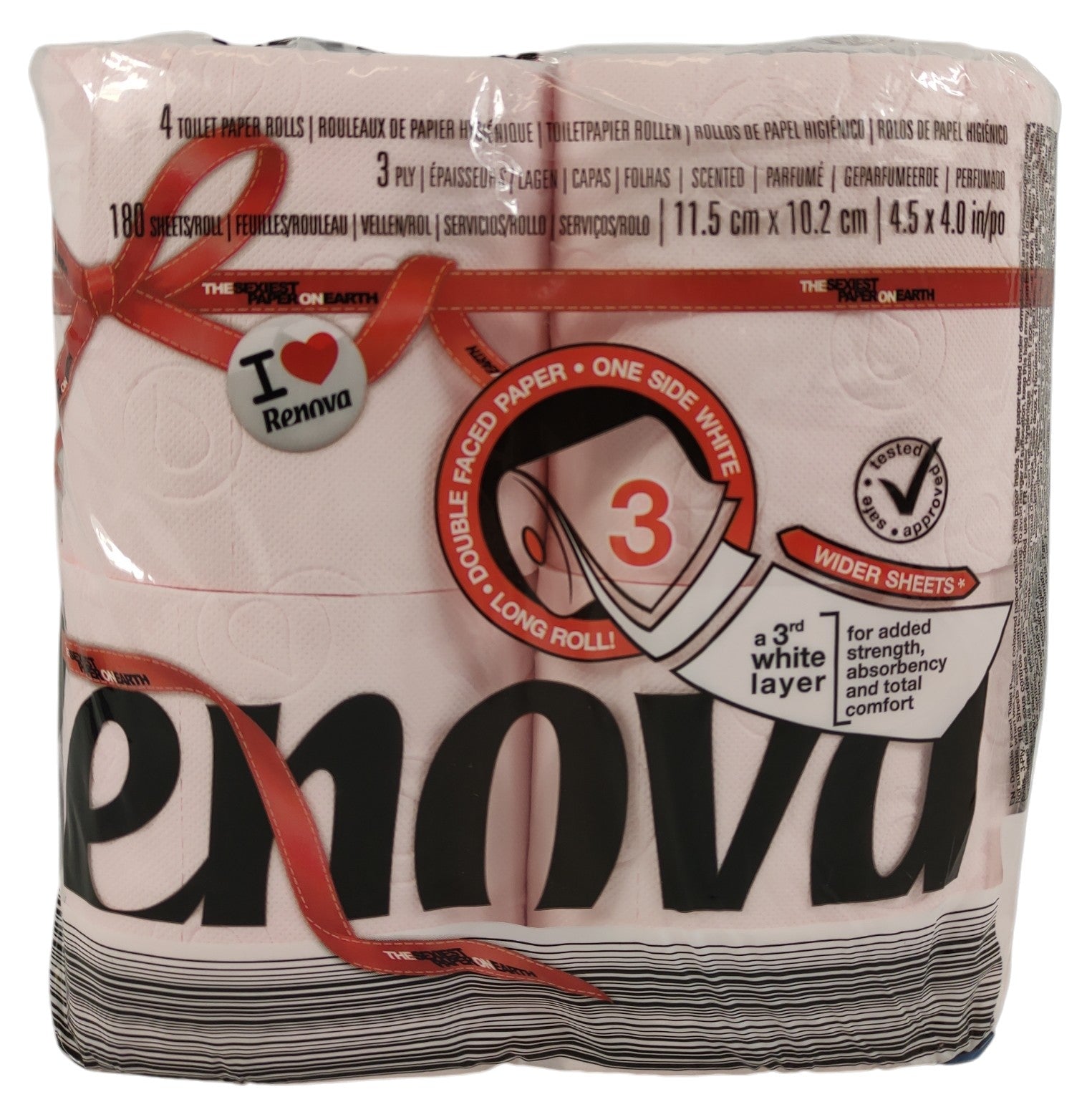 WC Papier rosa 4 Rollen Red Label 3 lagig