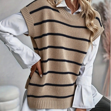 Gestreifter Pullover-Weste