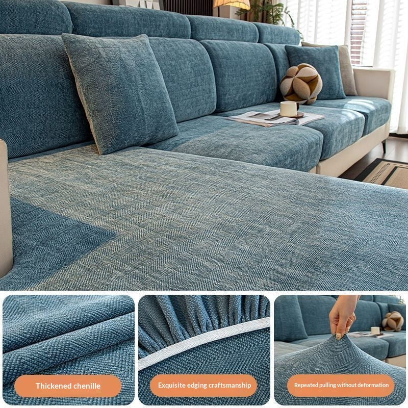Chenille Sofaüberzug Fischgrat-Muster – Ansicht 3