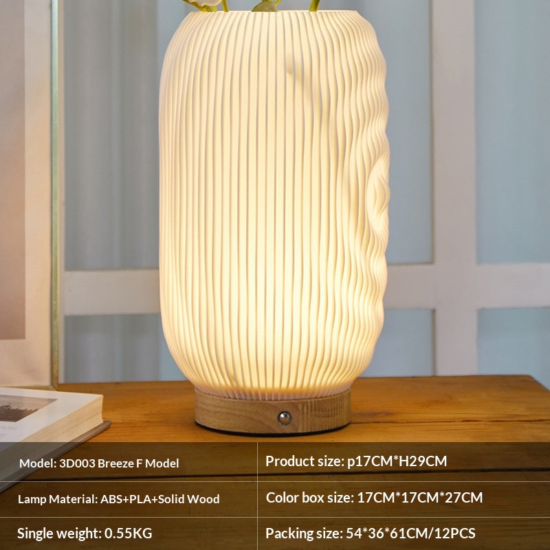 Nordische Nachttischlampe aus massivem Holz mit Ambientebeleuchtung