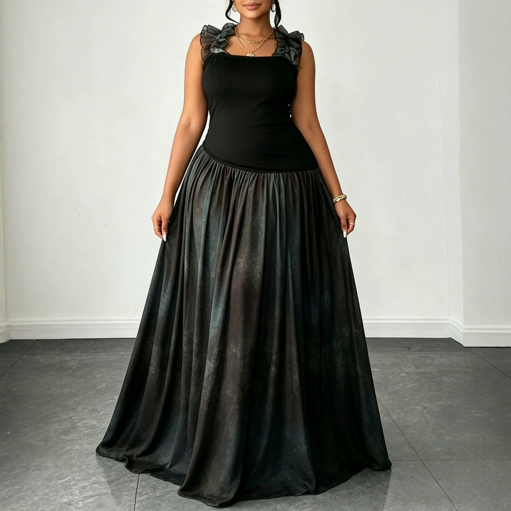 Elegantes Maxikleid mit Spitzenbesatz