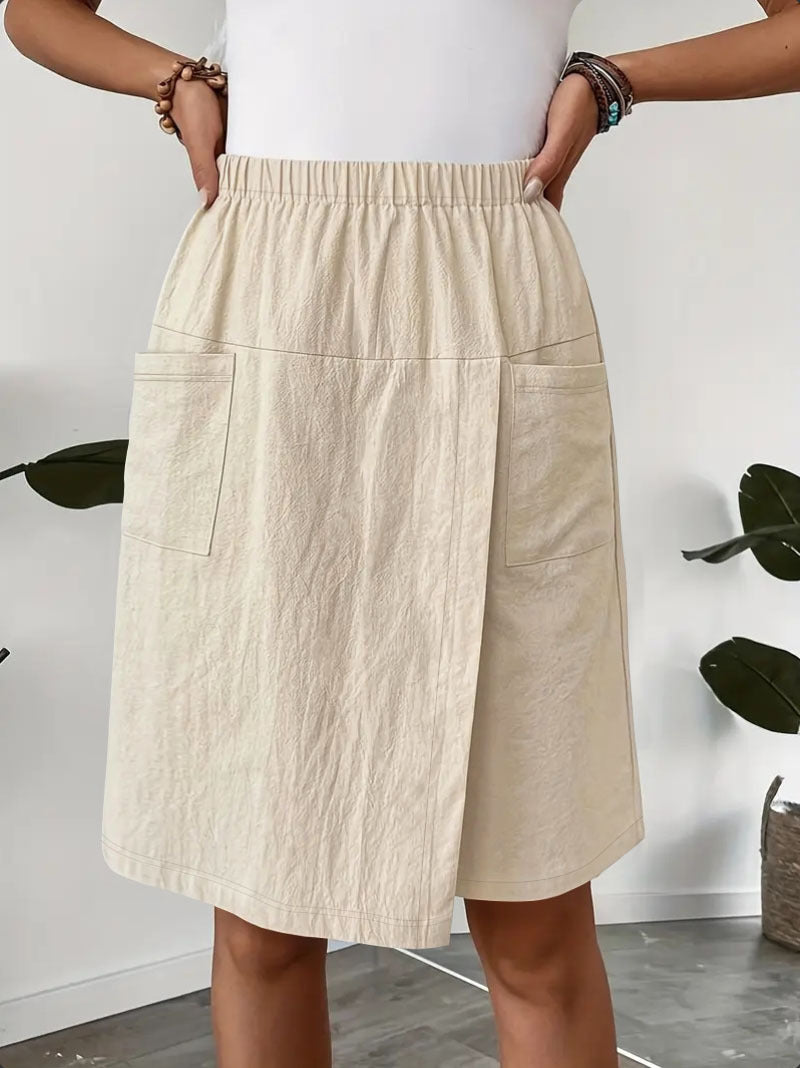Damen-Casual Skort mit elastischem Bund und Taschen