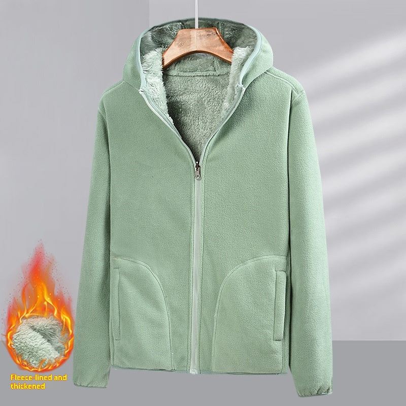 Wende-Fleece-Cardigan mit Kapuze