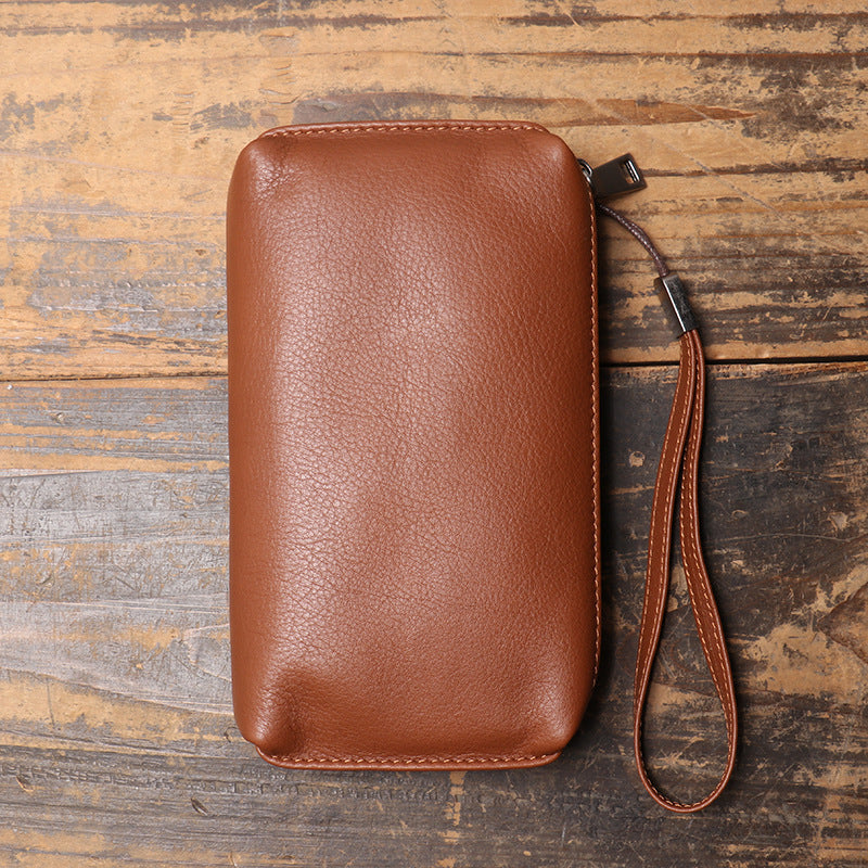 Herren-Leder-Clutch mit Reißverschluss