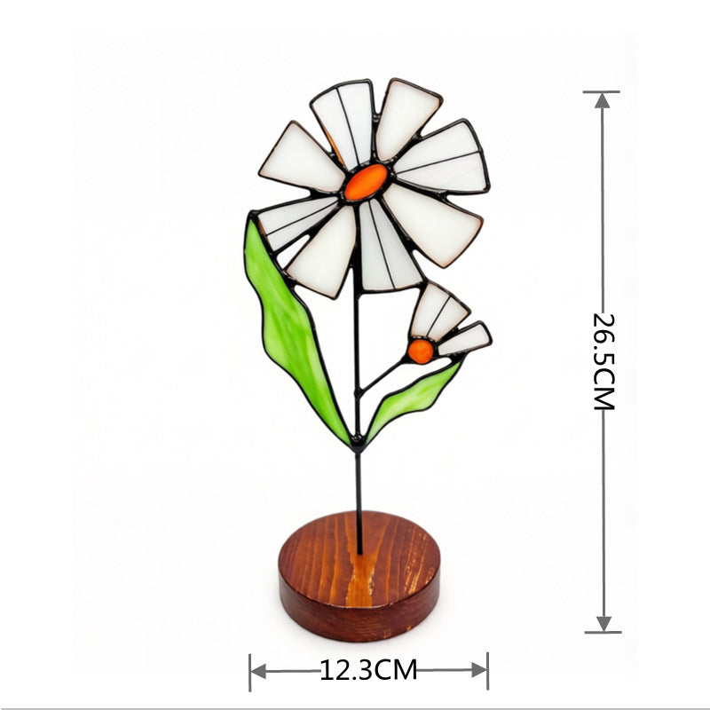 Blumendekoration aus Buntglas