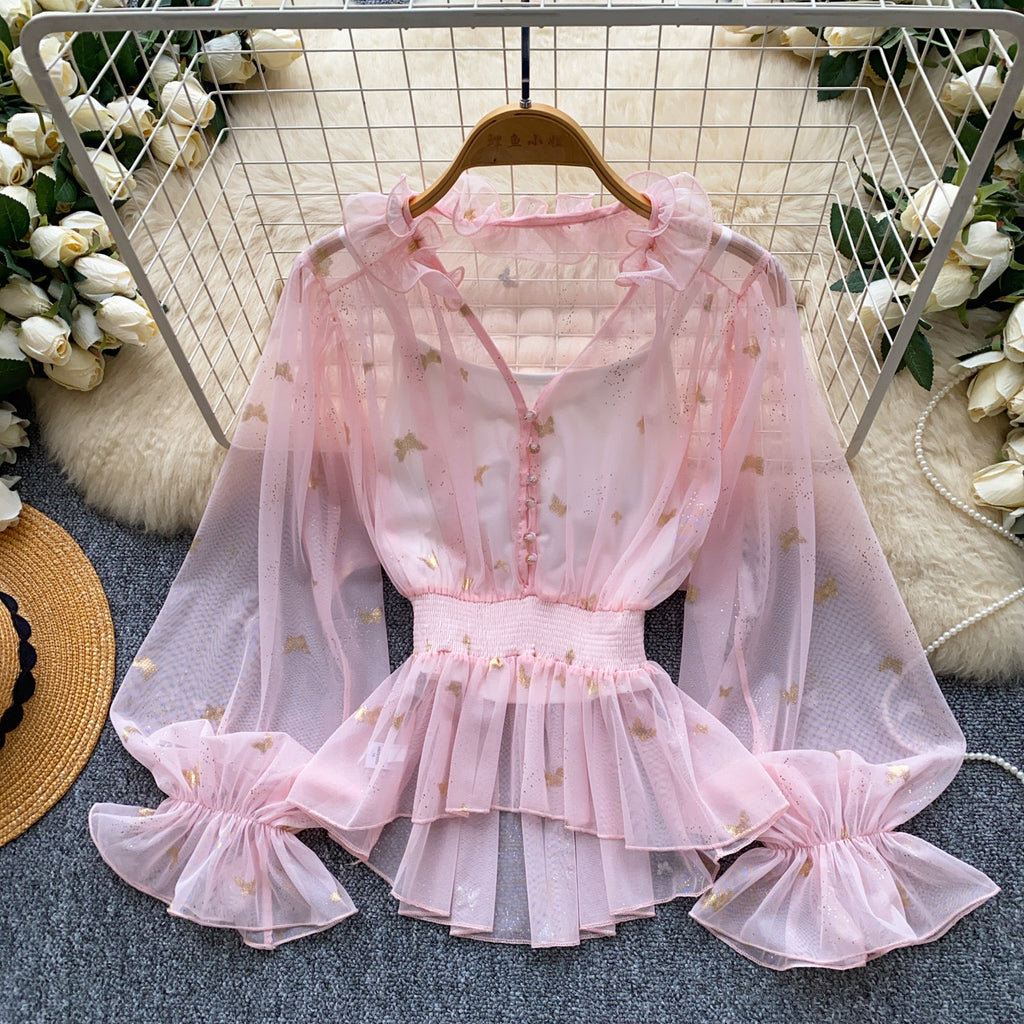 Chiffonbluse mit Schleife und Puffärmeln – Bild 7 | LuxeStyle