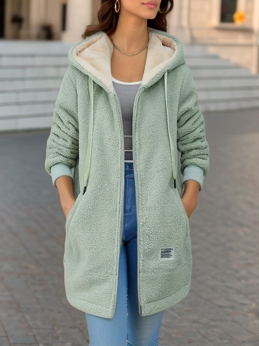 Gefütterter Lammwollmantel für Damen – Bild 8 | LuxeStyle