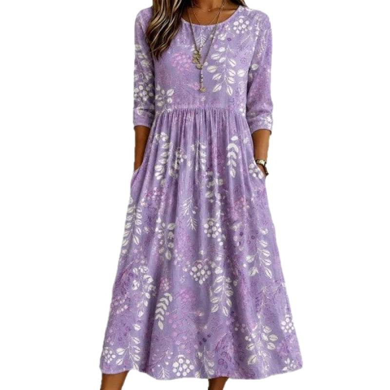 Besticktes Midikleid mit Rundhalsausschnitt
