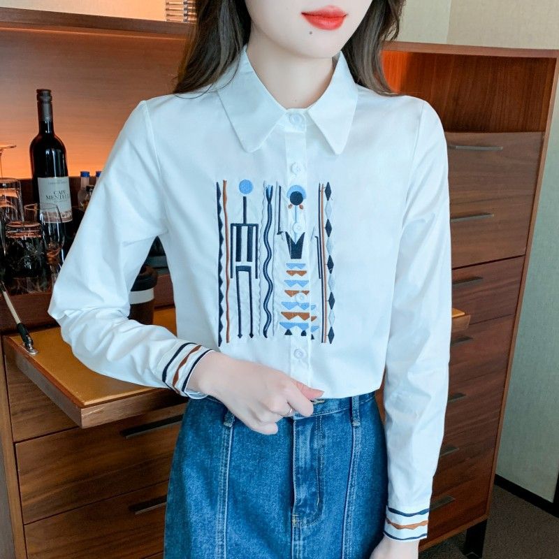 Elegante Langarm-Bluse aus Baumwolle – Ansicht 4