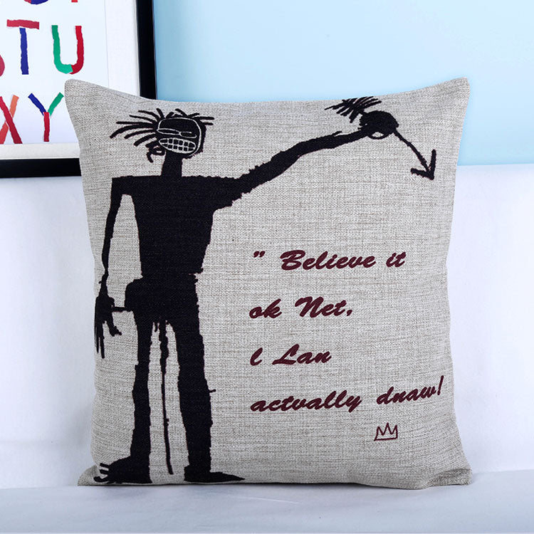 Basquiat Graffiti Kissenbezug aus Baumwollleinen – Bild 6 | LuxeStyle