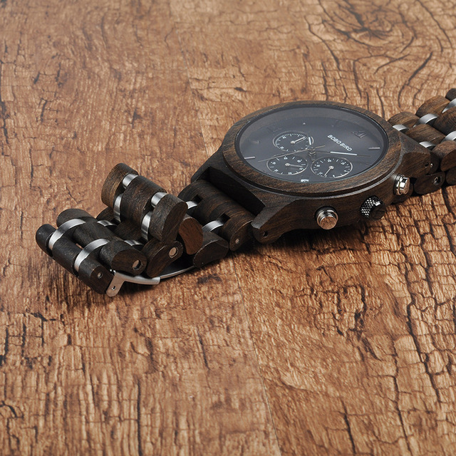Herrenarmbanduhr mit Holz und Edelstahl – Bild 4 | LuxeStyle