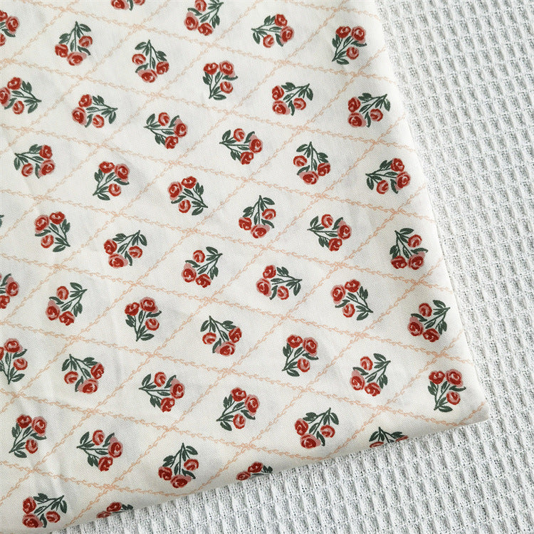 Baumwoll-Twill: Diagonal-Gitter mit Rosen – Bild 5 | LuxeStyle