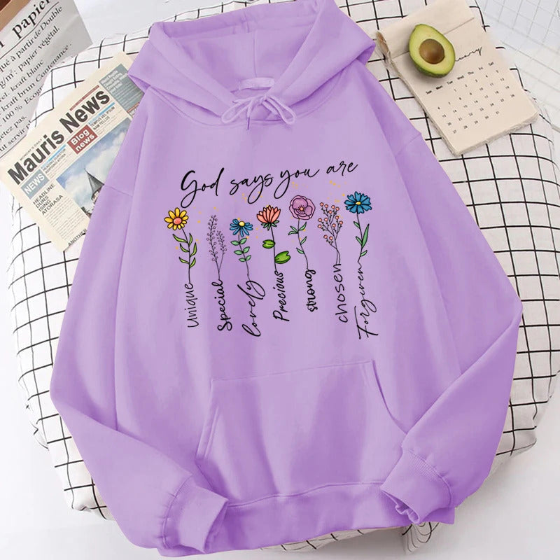 Hoodie «You Are Unique» mit Blumenprint