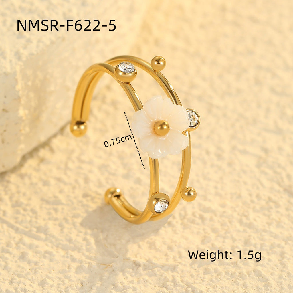 Eleganter Blumenring aus 18K vergoldetem Edelstahl