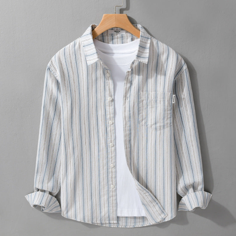 Gestreiftes Langarmhemd im japanischen Casual-Stil – Bild 3 | LuxeStyle