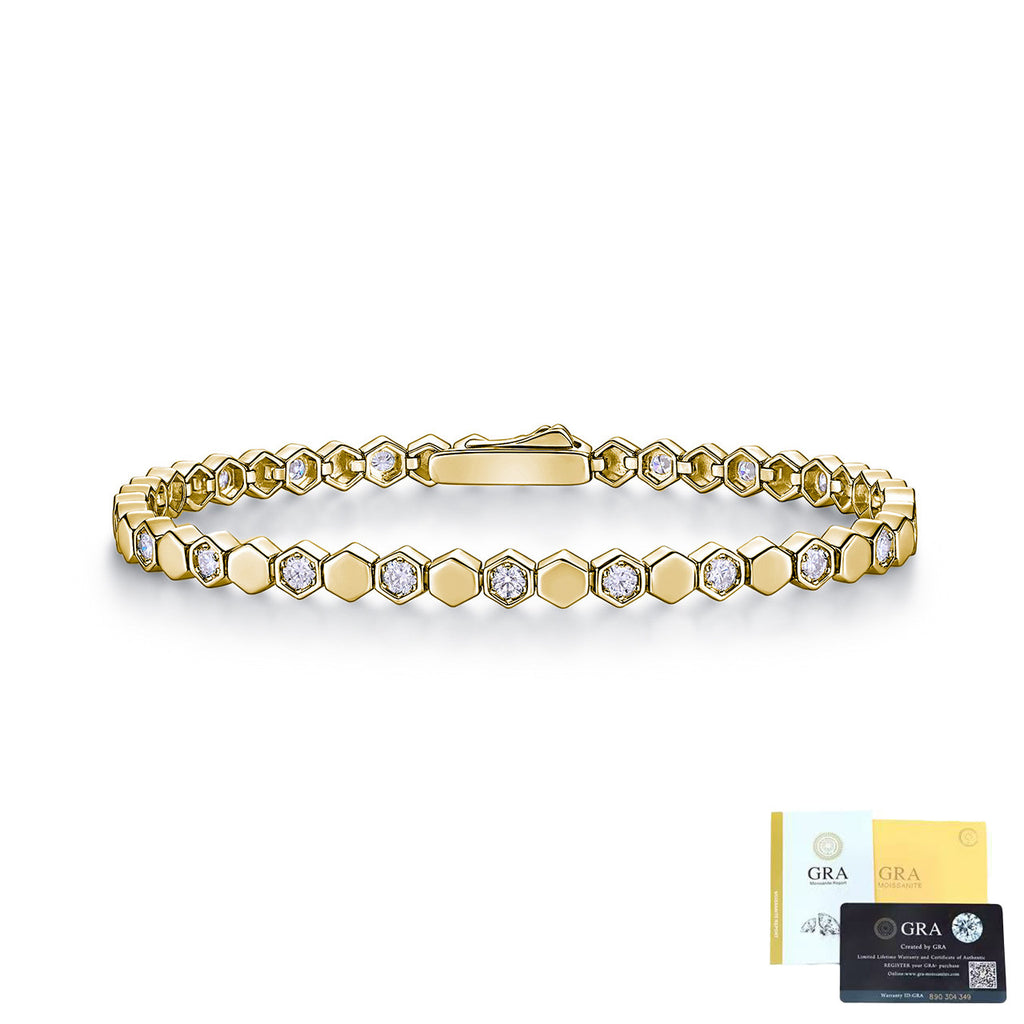 Moissanite Tennis Armband, Hexagonal