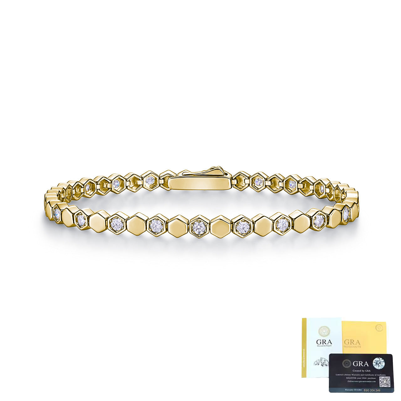 Moissanite Tennis Armband, Hexagonal