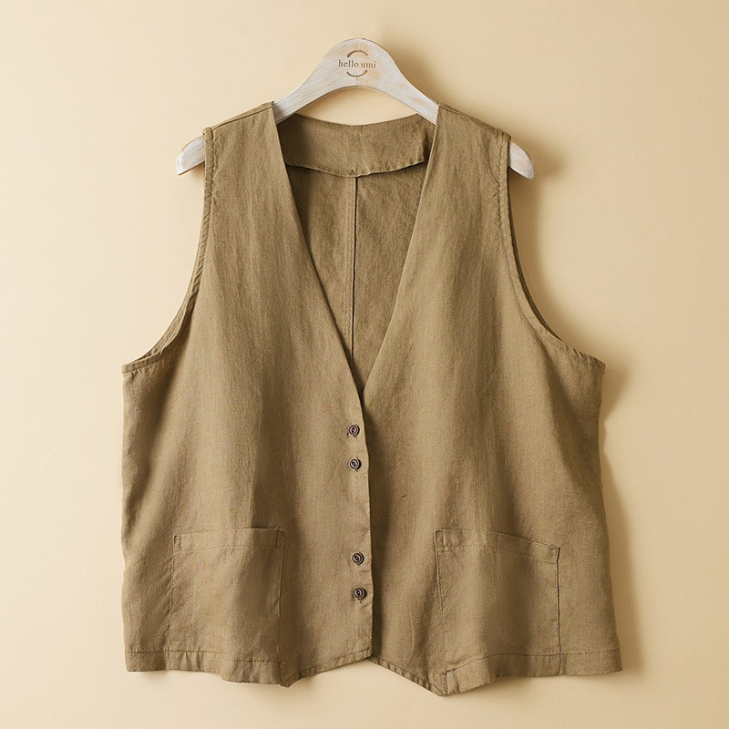 Künstlerische Weste aus Baumwoll-Leinen-Mix