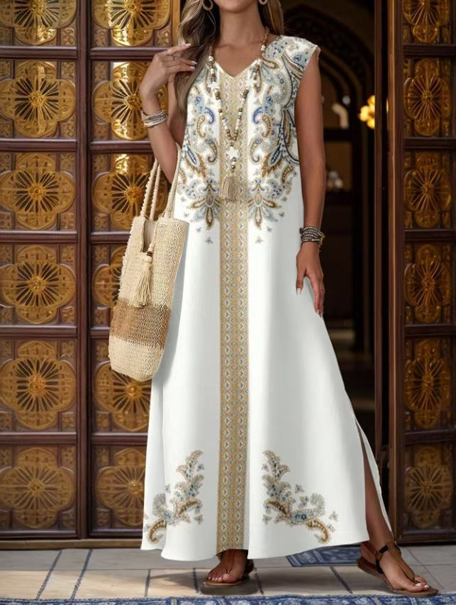 Ärmelloses Strandkleid mit V-Ausschnitt und Schlitz – Bild 2 | LuxeStyle