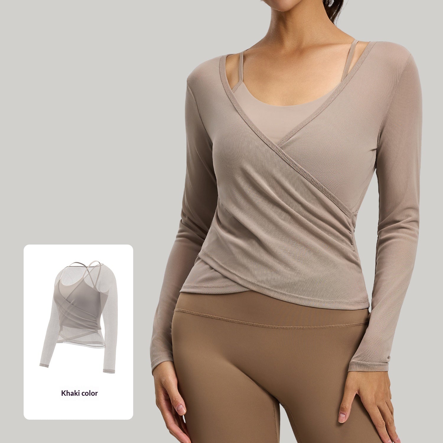 Mesh Langarm-Camisole Top für Damen – Ansicht 2
