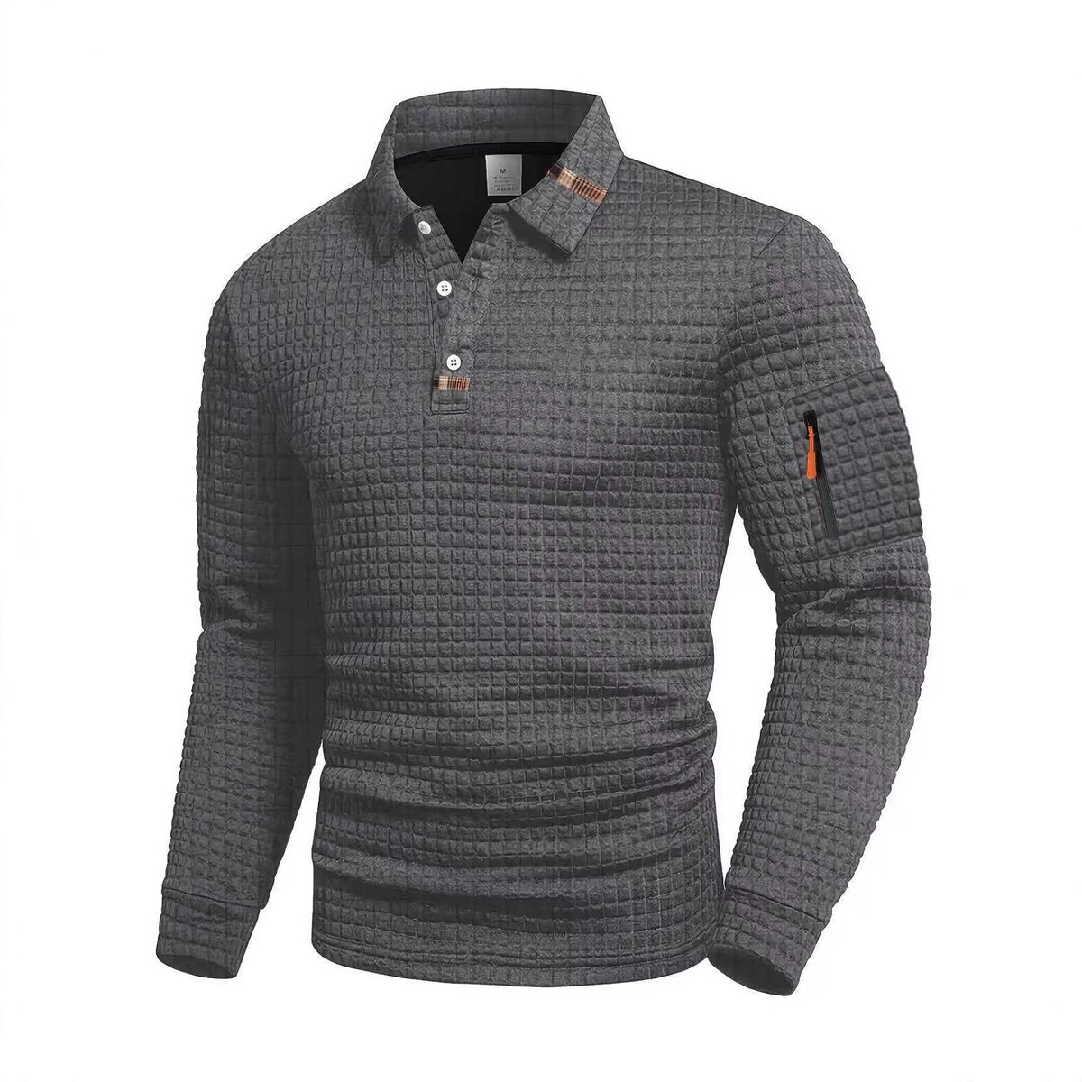Patchwork Checkerboard Langarm Polo-Shirt Herren – Bild 2 | LuxeStyle