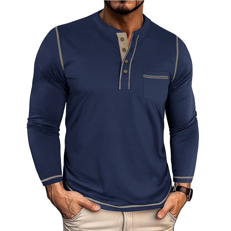 Langarm-T-Shirt mit Henley-Tasche – Bild 9 | LuxeStyle