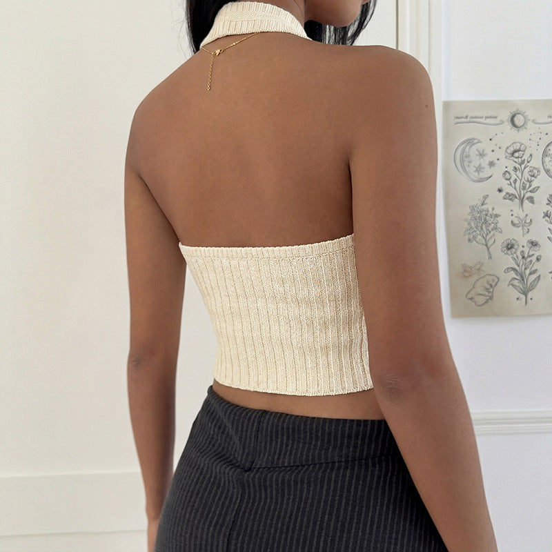 Rückenfreies Ultra-Kurzes Neckholder-Top