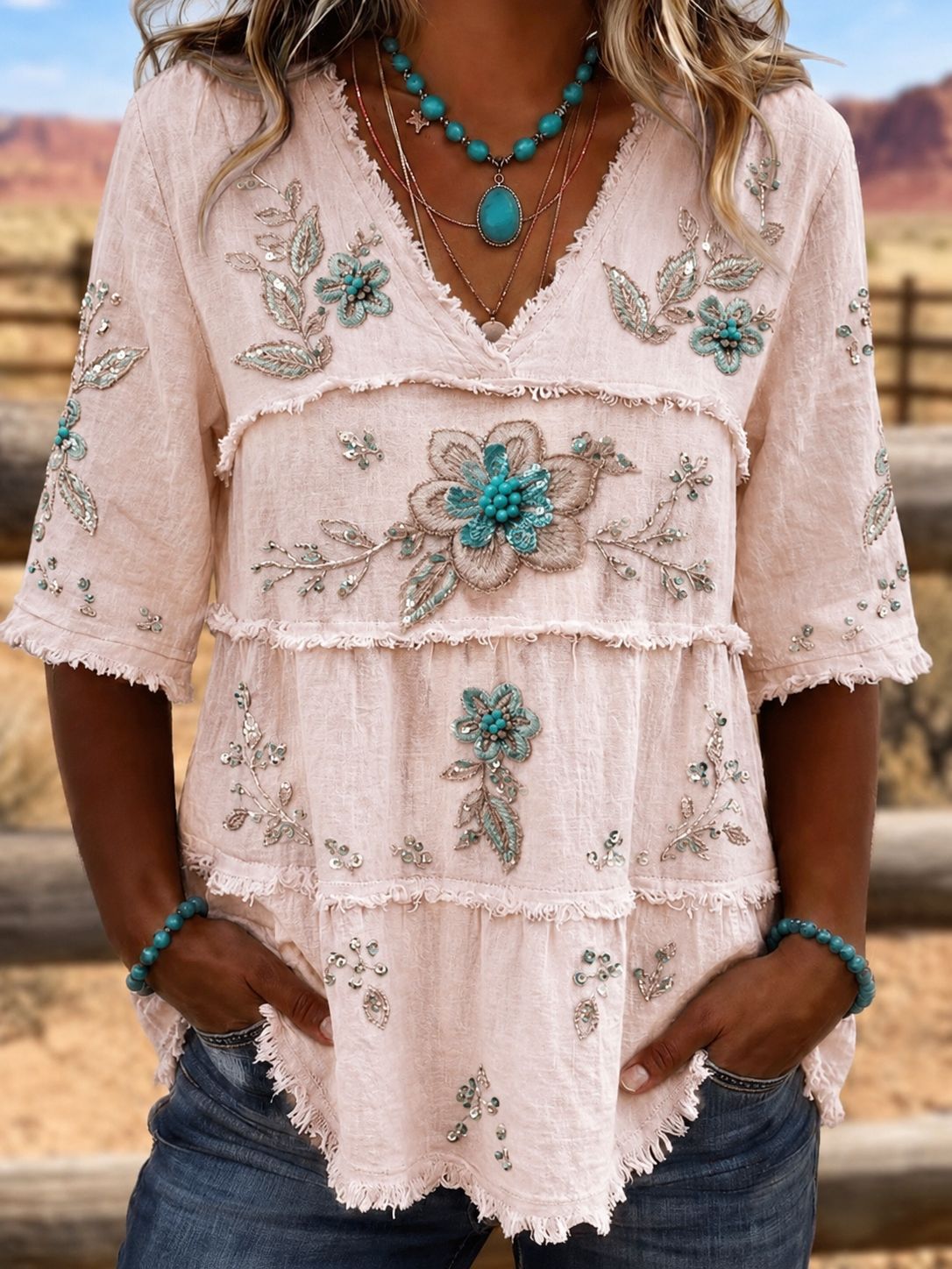 Retro-Print Damen-Top
