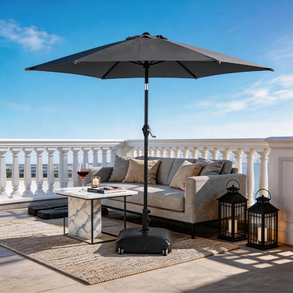 7,5-Fuß-Rund-Patio-Sonnenschirm mit Kippvorrichtung und Kurbelsystem,