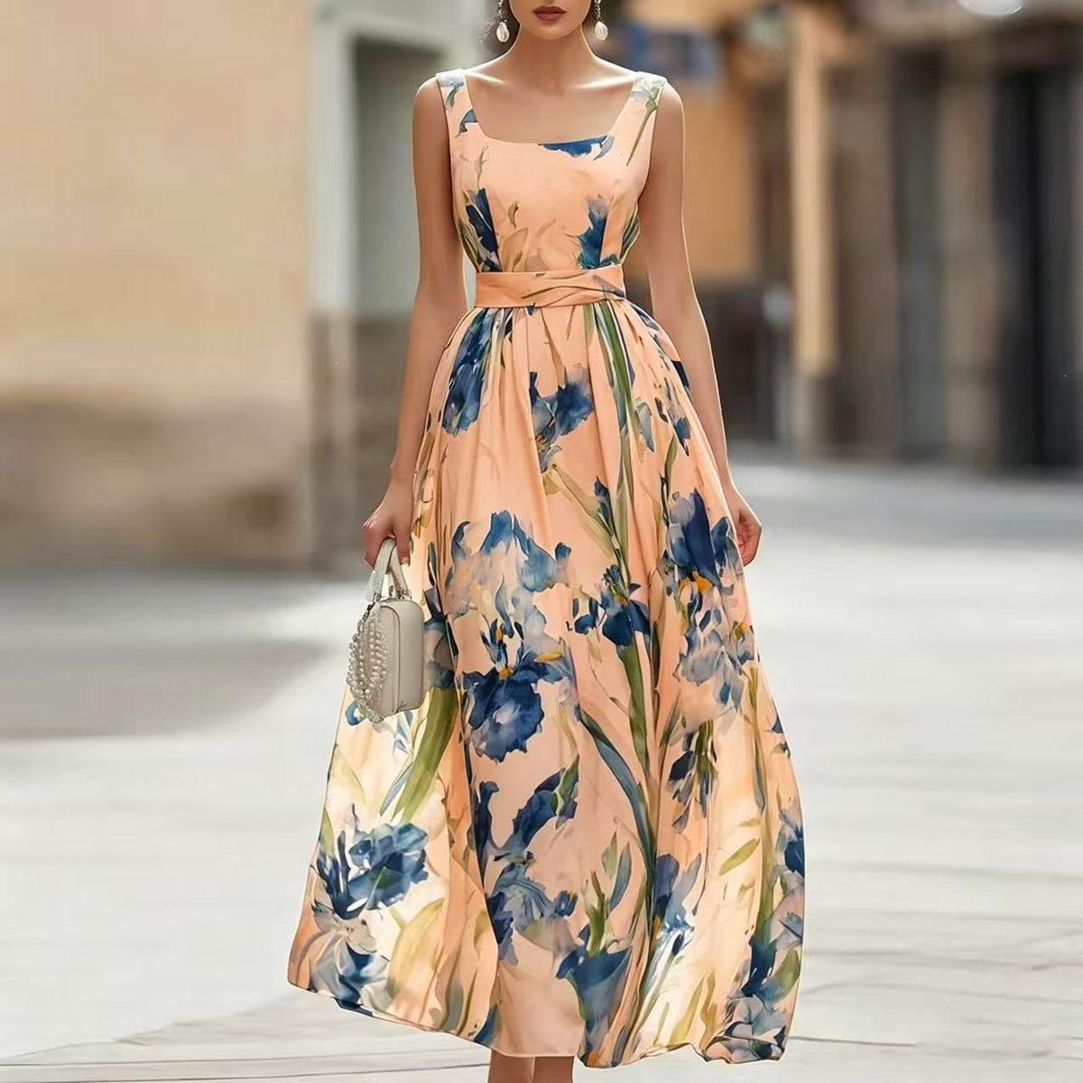 Strandkleid ärmellos mit Print
