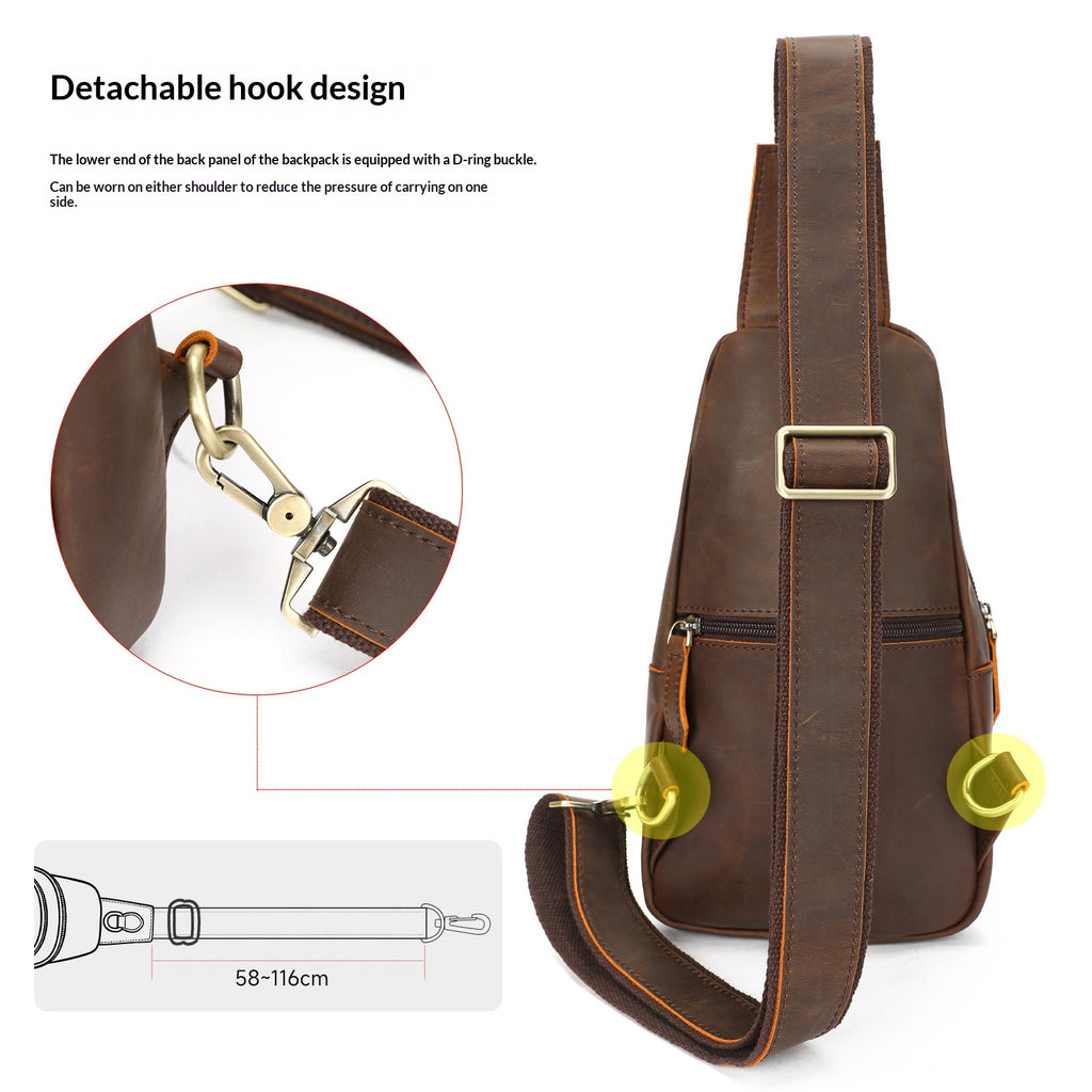 Vintage Crazy Horse Leder Umhängetasche – Ansicht 6