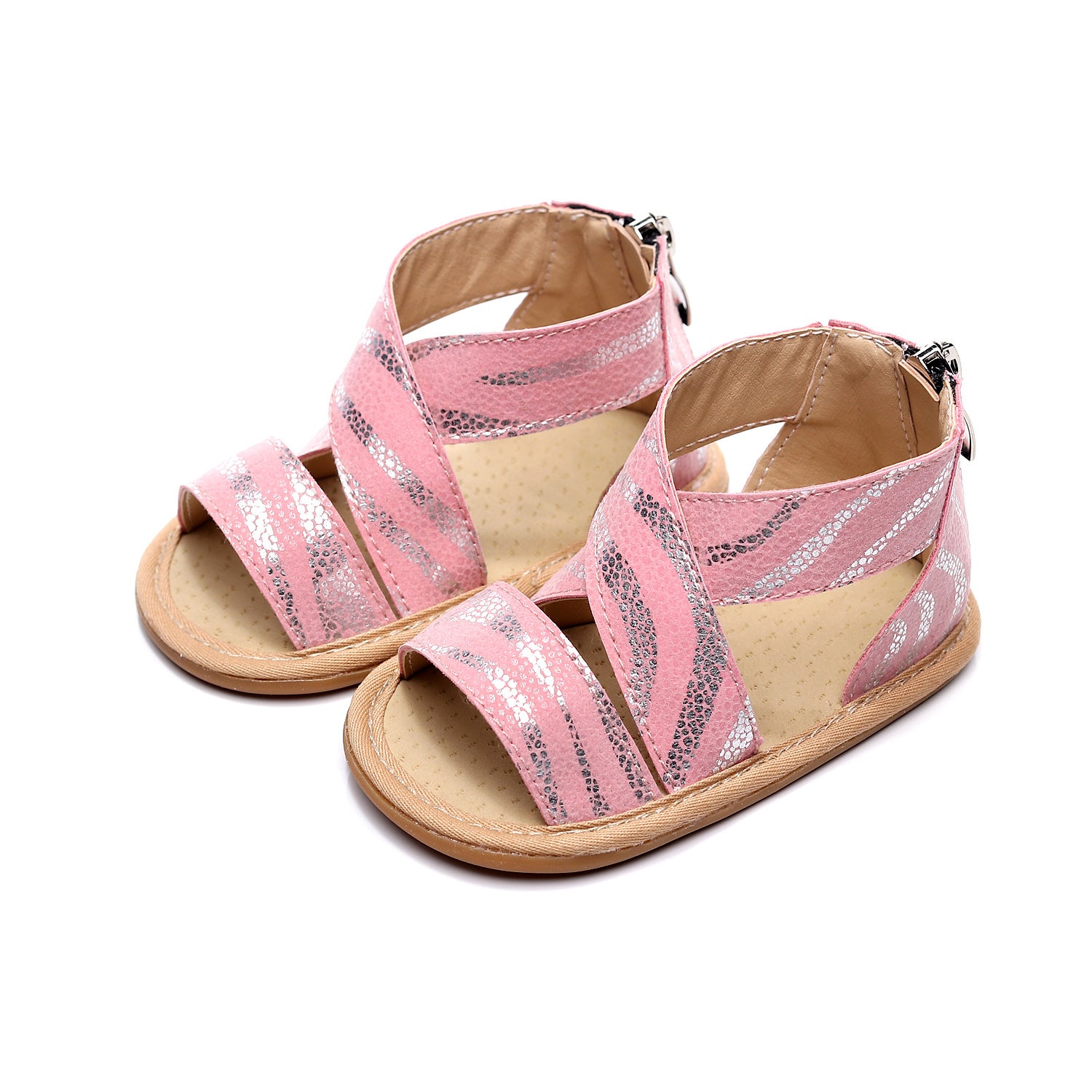 Leopard-Print Sandalen mit Grippsohle