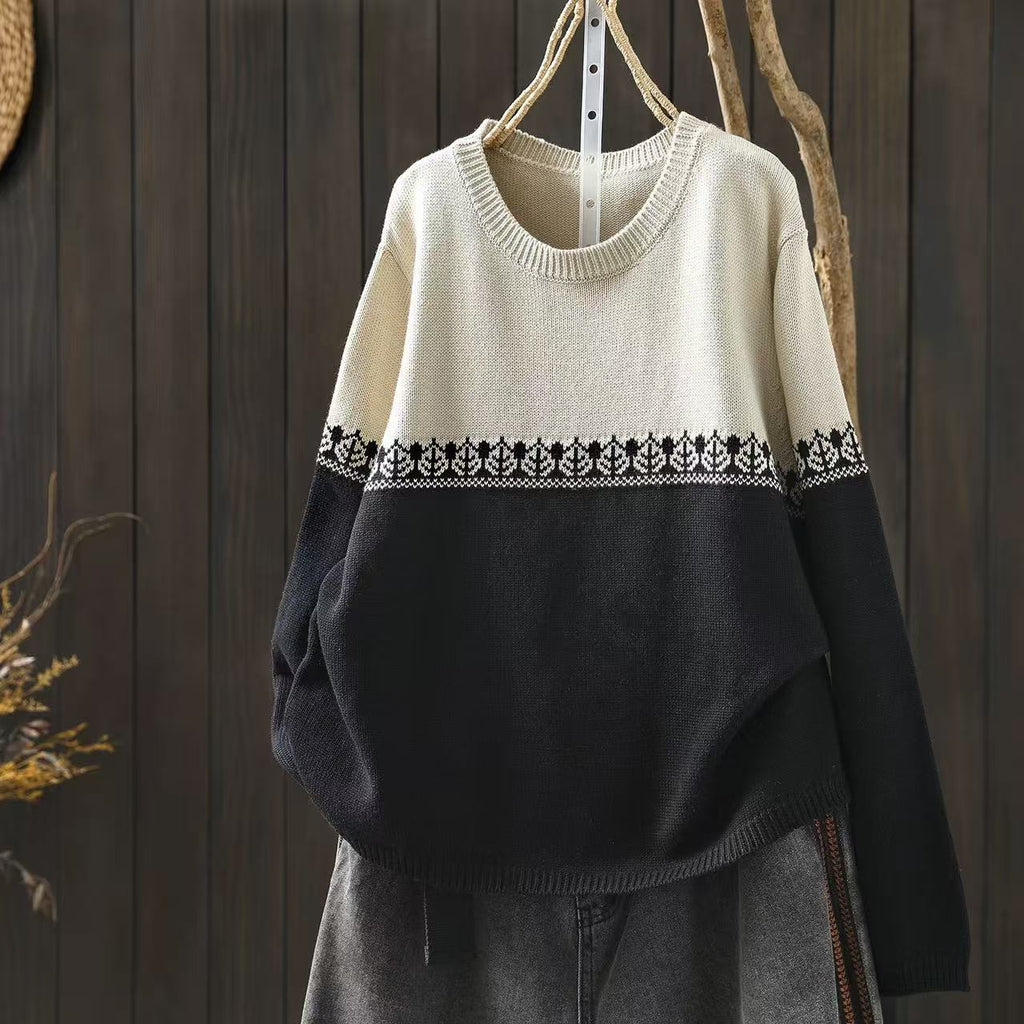 Baumwoll-Strickpullover im Preppy-Stil