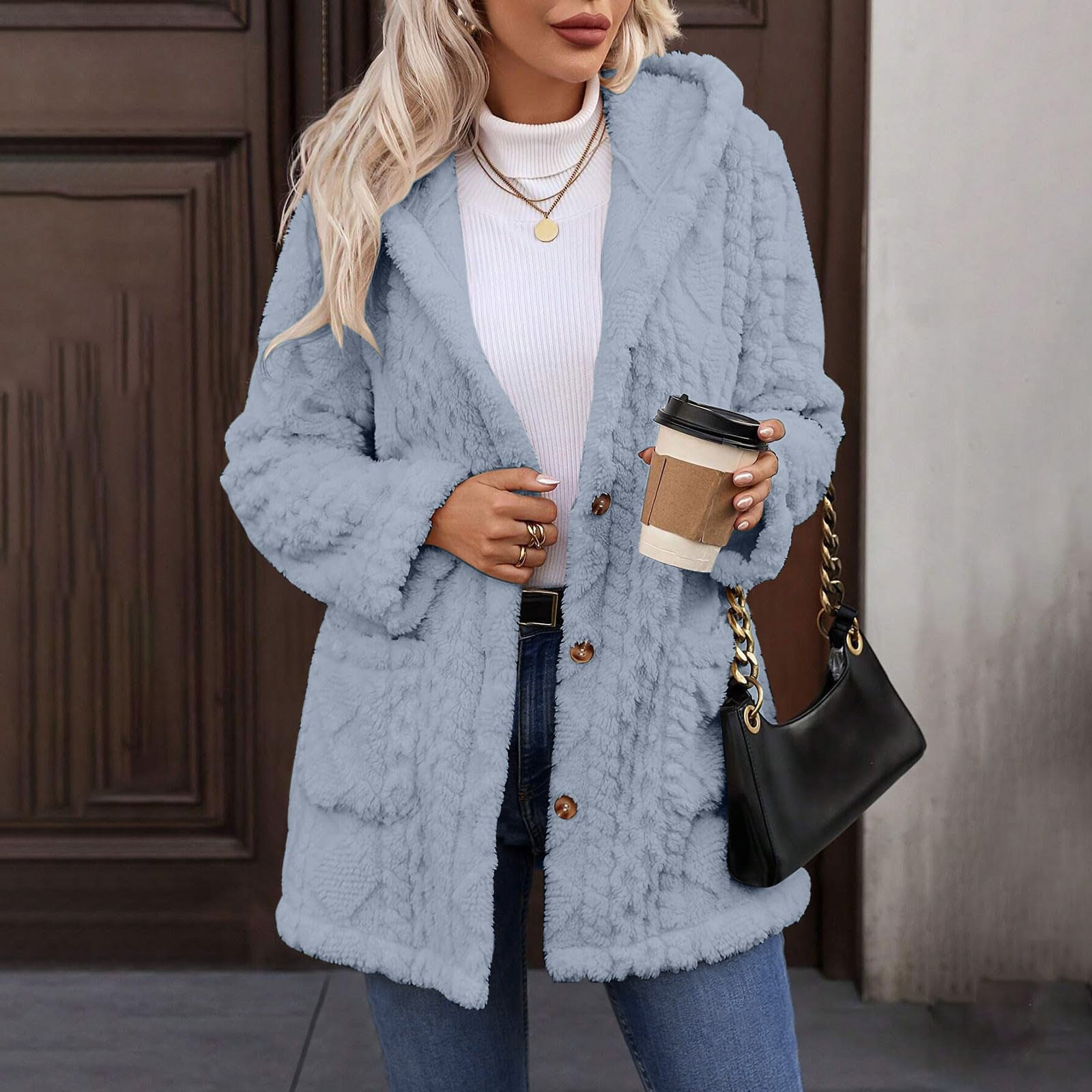 Kapuzen-Cardigan «Cosy» · uni, mit Knöpfen (Damen) – LuxeStyle