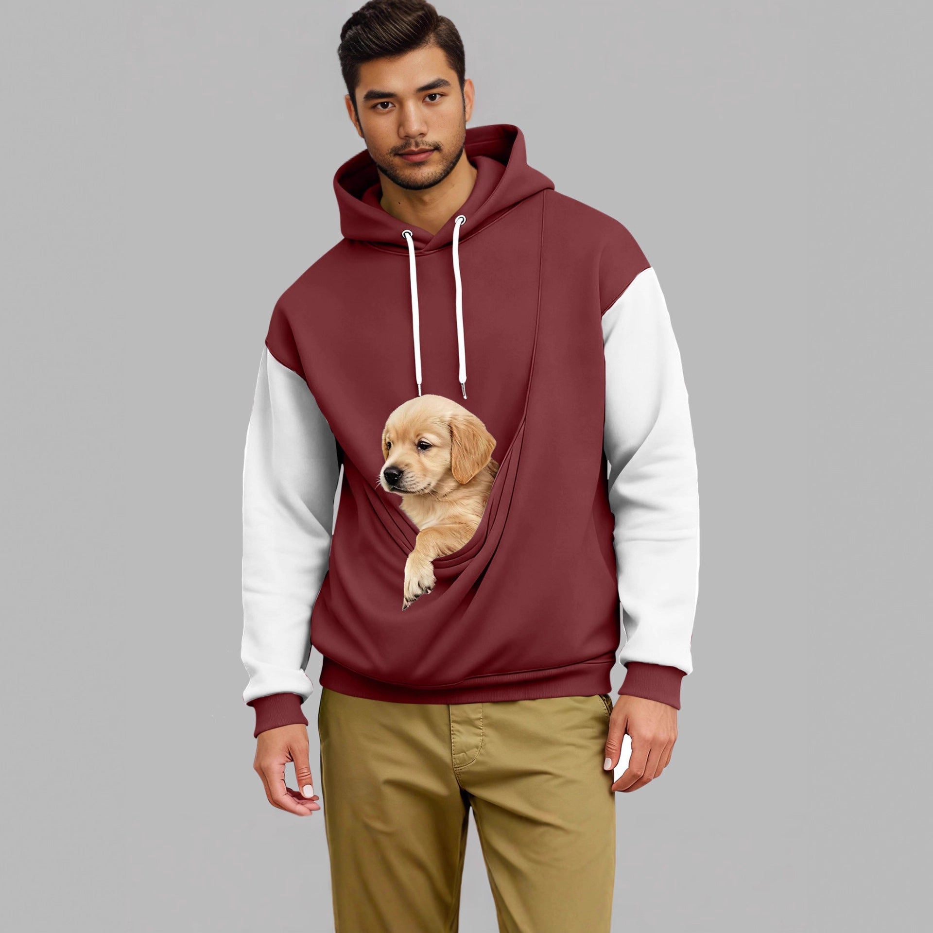 Retro-Hoodie mit Farbblock-Muster