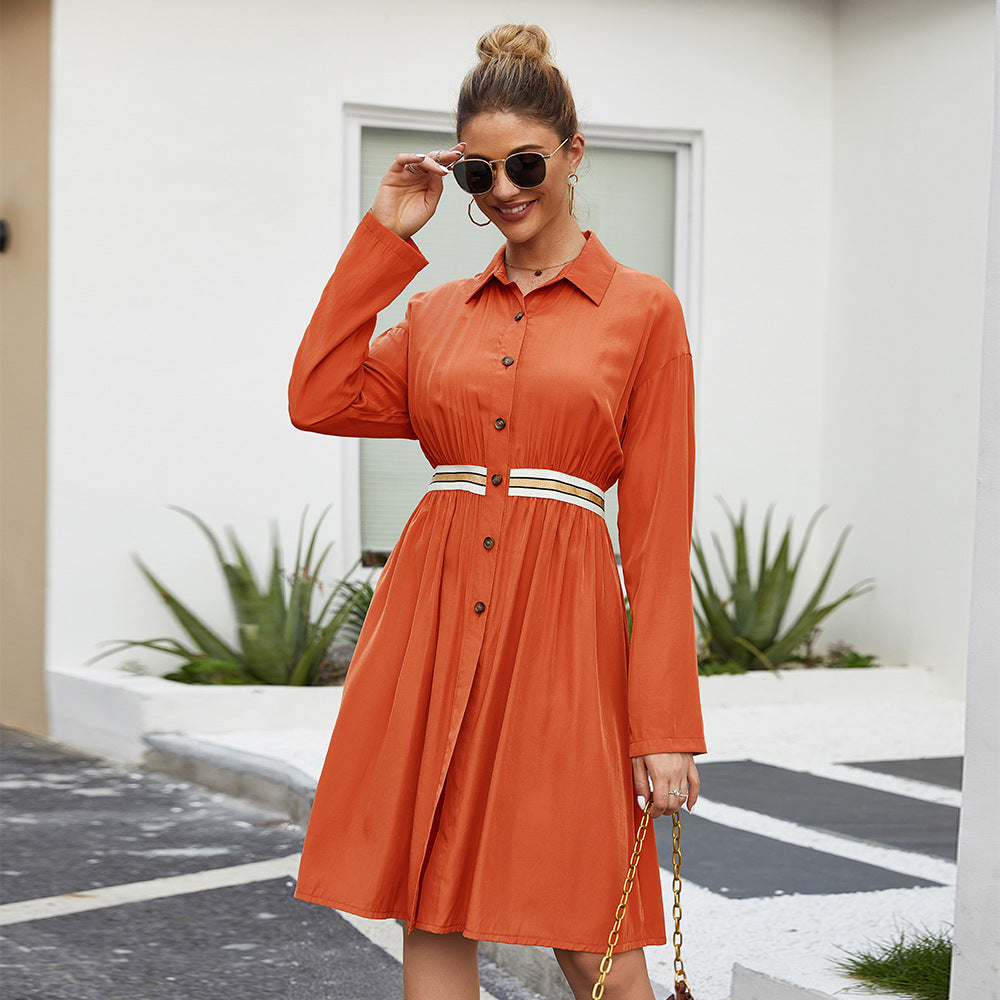 Midikleid mit Polo-Kragen und A-Linie