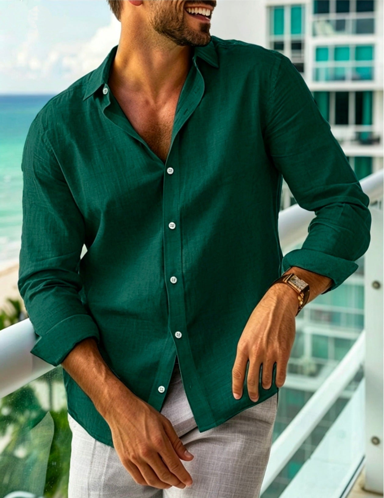 Sommerhemd Langarm Slim Fit