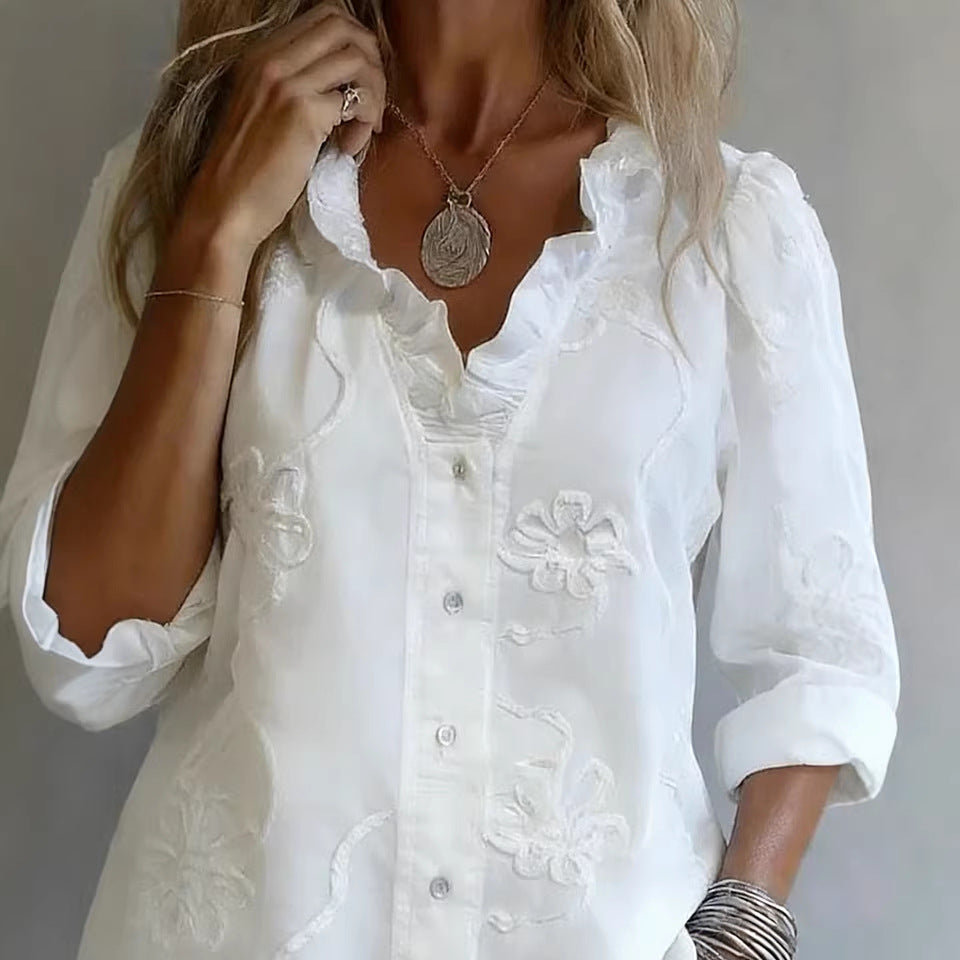 Bluse mit Lochstickerei – Bild 6 | LuxeStyle
